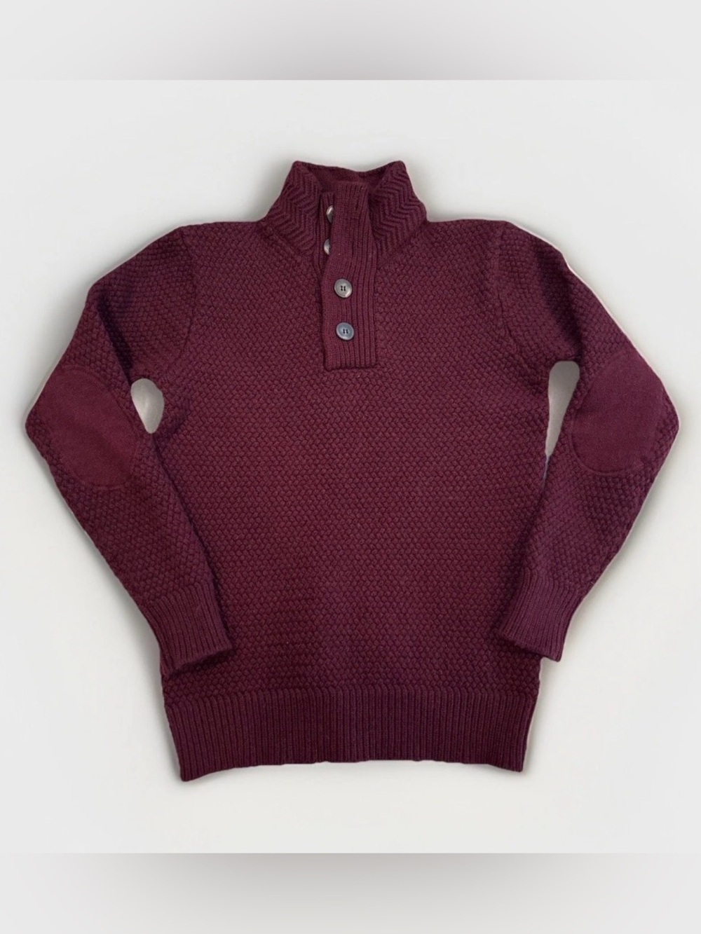 Schott Bros. Sweater Medium Maroon Knit Henley Pullover Wool Blend Heavy